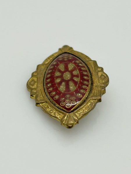 Vintage Art Deco Vermeil Enamel Red and Gold Brooch Pin - Lamoree’s Vintage