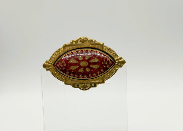 Vintage Art Deco Vermeil Enamel Red and Gold Brooch Pin - Lamoree’s Vintage