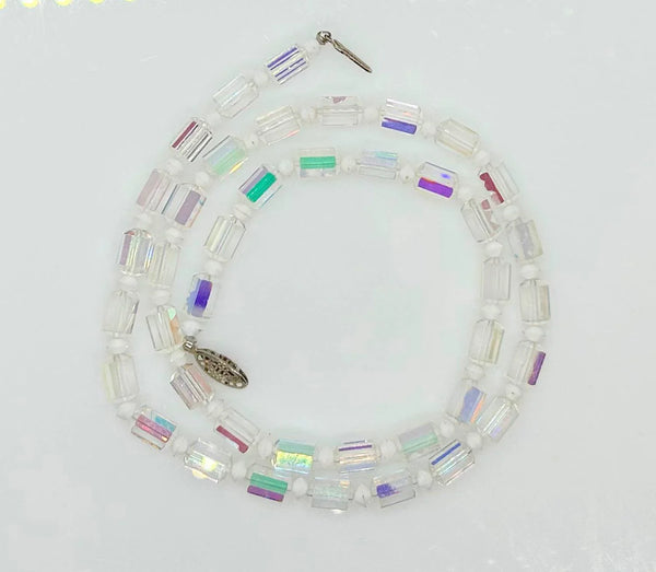 Vintage Aurora Borealis Cylindrical Bead Necklace - Lamoree’s Vintage