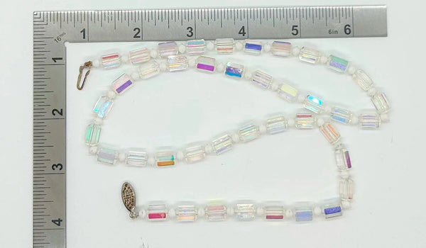 Vintage Aurora Borealis Cylindrical Bead Necklace - Lamoree’s Vintage