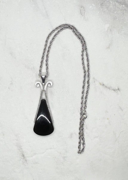 Vintage Avon Mod Necklace with Long Black Pendant - Lamoree’s Vintage