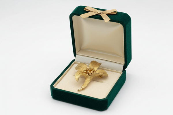 Vintage BSK Golden Lily Brooch