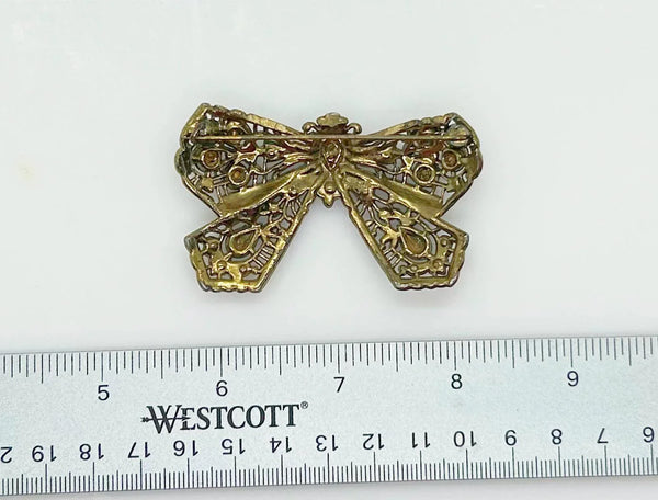 Vintage Colorful Detailed Rhinestone Bow Brooch - Lamoree’s Vintage