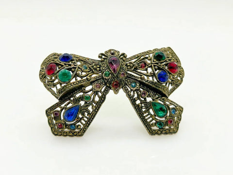 Vintage Colorful Detailed Rhinestone Bow Brooch - Lamoree’s Vintage