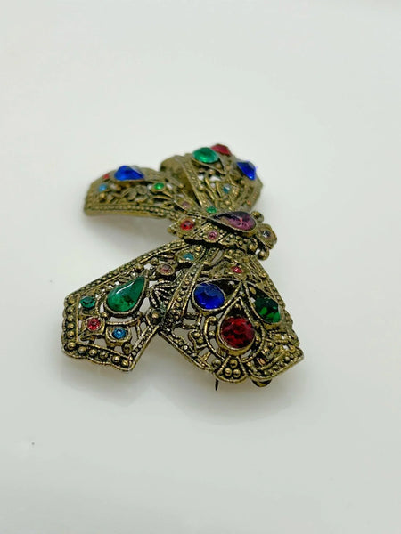 Vintage Colorful Detailed Rhinestone Bow Brooch - Lamoree’s Vintage