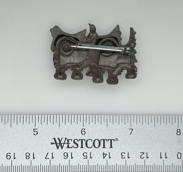 Vintage Czech Chocolate Brown Celluloid Scottie Dogs Brooch - Lamoree’s Vintage