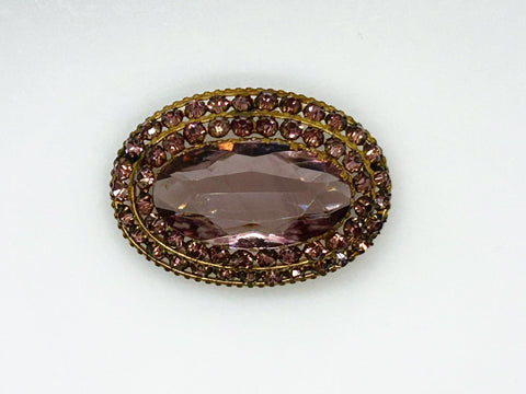 Vintage Czech Layered Brooch with Shades of Violet Stones - Lamoree’s Vintage