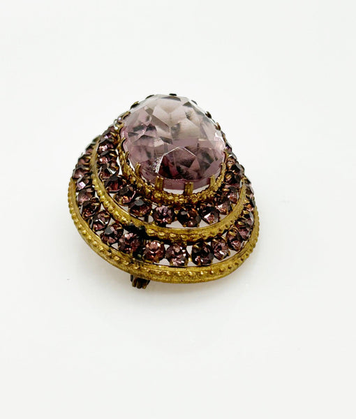 Vintage Czech Layered Brooch with Shades of Violet Stones - Lamoree’s Vintage