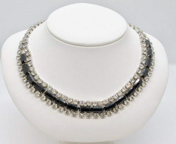 Vintage Evening Necklace with Black and White Rhinestones - Lamoree’s Vintage