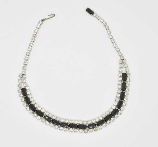 Vintage Evening Necklace with Black and White Rhinestones - Lamoree’s Vintage