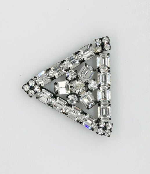 Vintage Geometric Bright Crystals Brooch in Japanned Metal - Lamoree’s Vintage