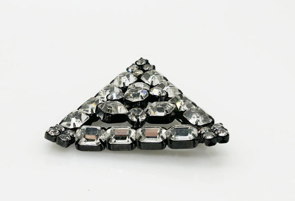 Vintage Geometric Bright Crystals Brooch in Japanned Metal - Lamoree’s Vintage