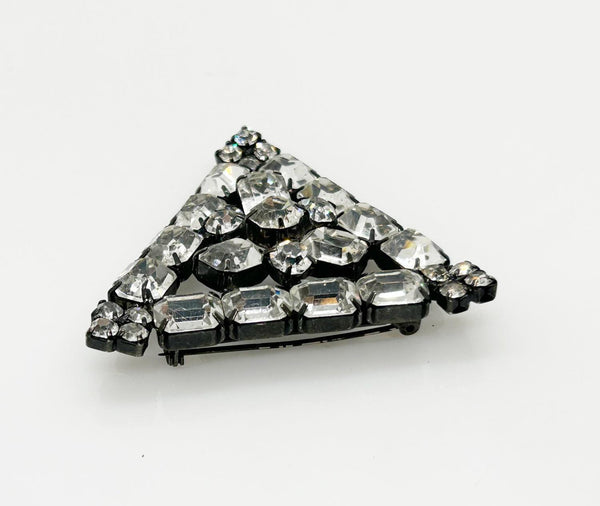 Vintage Geometric Bright Crystals Brooch in Japanned Metal - Lamoree’s Vintage