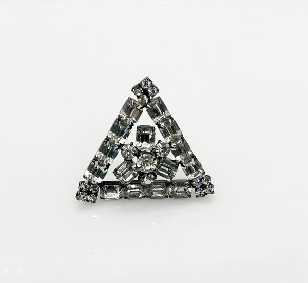 Vintage Geometric Bright Crystals Brooch in Japanned Metal - Lamoree’s Vintage