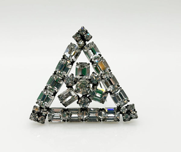 Vintage Geometric Bright Crystals Brooch in Japanned Metal - Lamoree’s Vintage