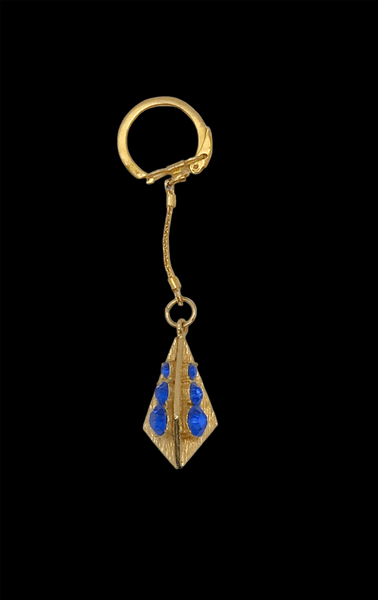 Vintage Geometric Keychain with Blue Rhinestones - Lamoree’s Vintage