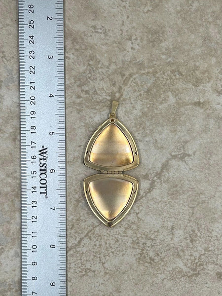 Vintage Gold Filled Triangular Scrollwork Locket - Lamoree’s Vintage
