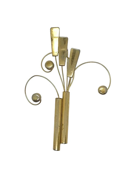 Vintage Gold Tone Stylized Bouquet Brooch