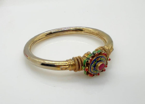 Vintage Indian Mogul Style Enamel Bangle Bracelet - Lamoree’s Vintage