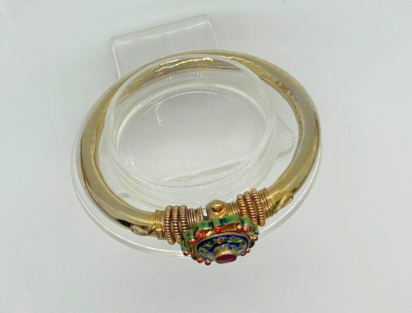 Vintage Indian Mogul Style Enamel Bangle Bracelet - Lamoree’s Vintage