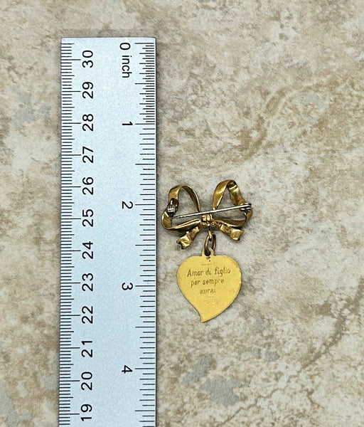 Vintage Italian "You Will Always Have The Love of a Son" Sentiment Bow Brooch - Lamoree’s Vintage
