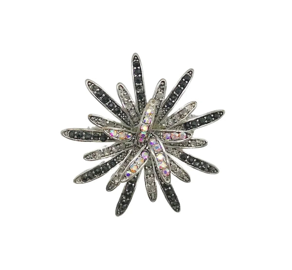 Vintage Large Rhinestone Spiky Flower  Brooch