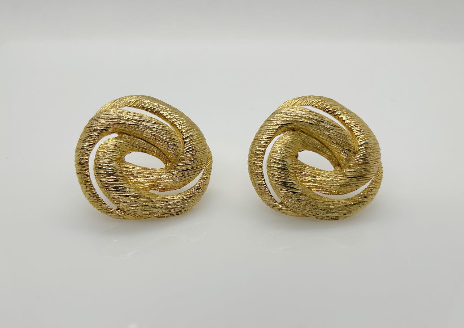 Vintage Les Bernard Gold Twist Clip Earrings - Lamoree’s Vintage