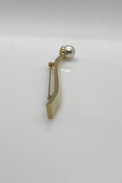 Vintage Long Bar Brooch with Faux Pearl End - Lamoree’s Vintage