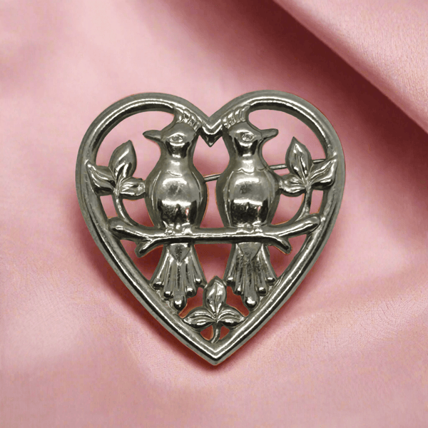 Vintage Love Birds in a Heart Brooch - Lamoree’s Vintage