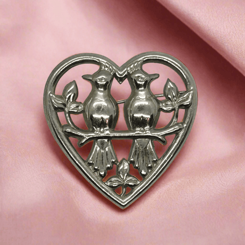 Vintage Love Birds in a Heart Brooch - Lamoree’s Vintage