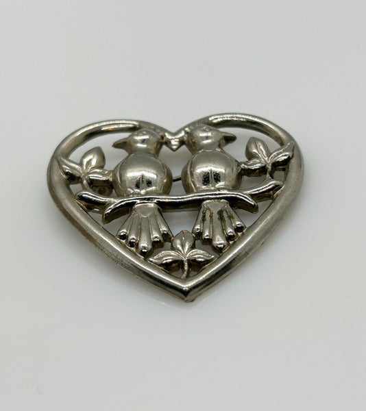 Vintage Love Birds in a Heart Brooch - Lamoree’s Vintage