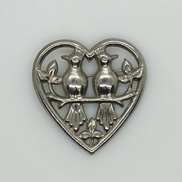 Vintage Love Birds in a Heart Brooch - Lamoree’s Vintage