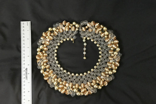 Vintage Lucite and Gold Beaded Statement Runway Collar - Necklace - Lamoree’s Vintage