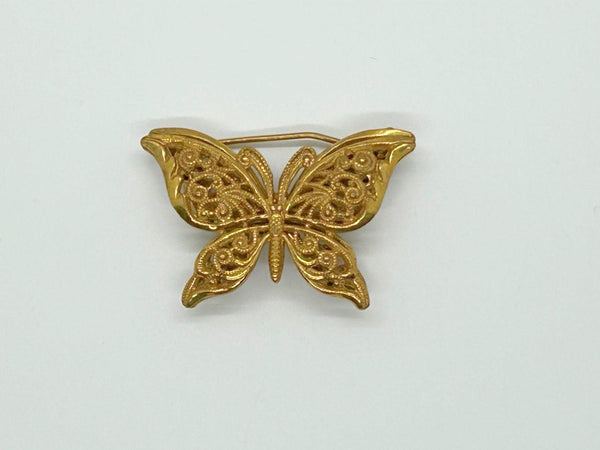 Vintage Miriam Haskell Vintage Gold Tone Layered Butterfly Brooch - Lamoree’s Vintage