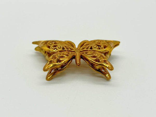 Vintage Miriam Haskell Vintage Gold Tone Layered Butterfly Brooch - Lamoree’s Vintage