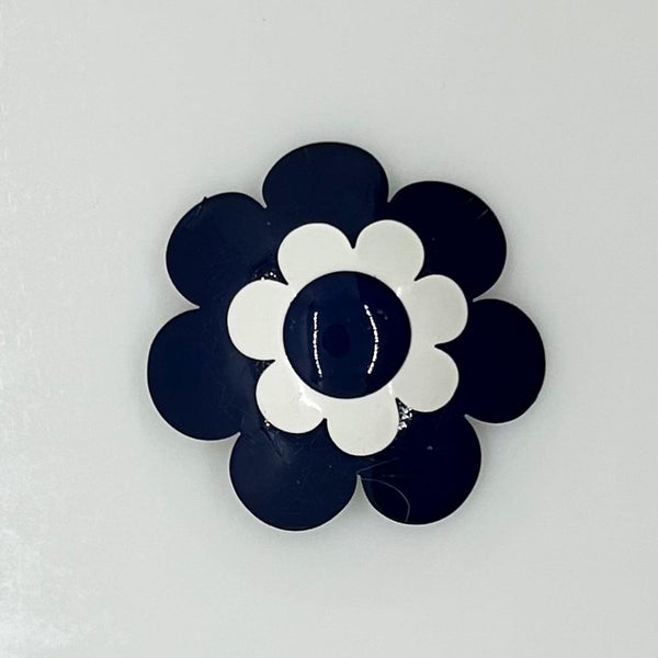 Vintage Navy Blue and White Mod Flower - Lamoree’s Vintage