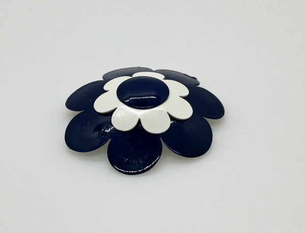 Vintage Navy Blue and White Mod Flower - Lamoree’s Vintage