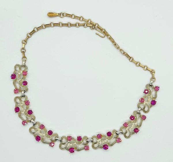 Vintage Pink and Magenta Rhinestone Choker Necklace - Lamoree’s Vintage