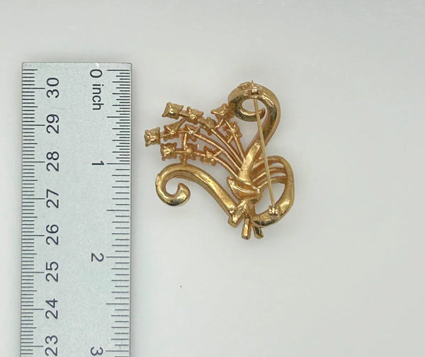 Vintage Pink Rhinestone and Faux Pearl Floral Brooch - Lamoree’s Vintage