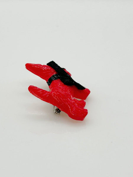 Vintage Red Plastic Scottie Dog with Black Fabric Bow - Lamoree’s Vintage