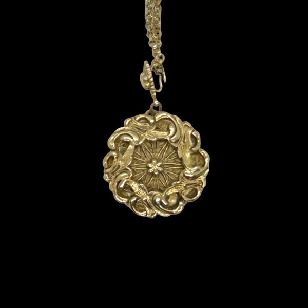 Vintage Round Fanciful Locket with Chain - Lamoree’s Vintage