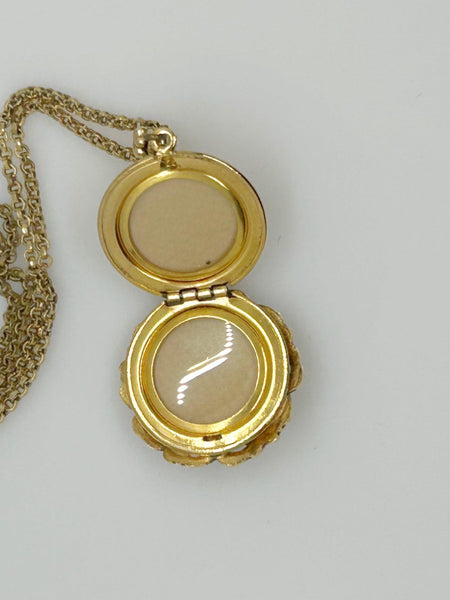 Vintage Round Fanciful Locket with Chain - Lamoree’s Vintage