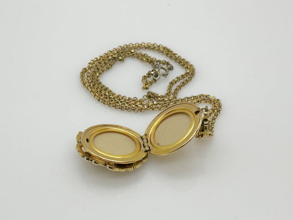 Vintage Round Fanciful Locket with Chain - Lamoree’s Vintage