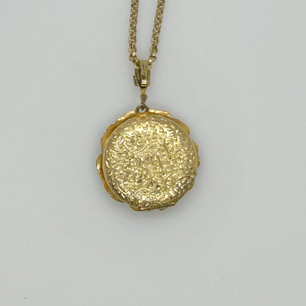 Vintage Round Fanciful Locket with Chain - Lamoree’s Vintage