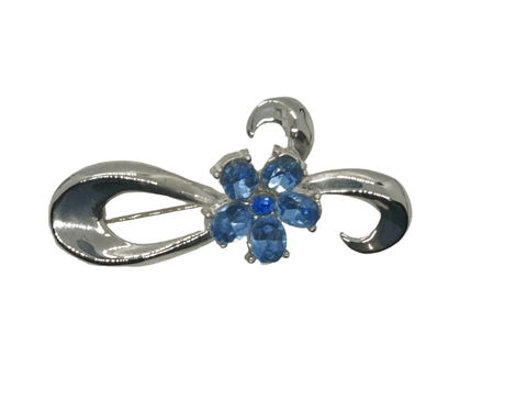 Vintage Silver Bow Brooch with Blue Stones - Lamoree’s Vintage