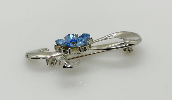 Vintage Silver Bow Brooch with Blue Stones - Lamoree’s Vintage