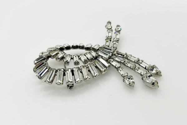 Vintage Weiss Glittering Baguette Ribbon Brooch - Lamoree’s Vintage