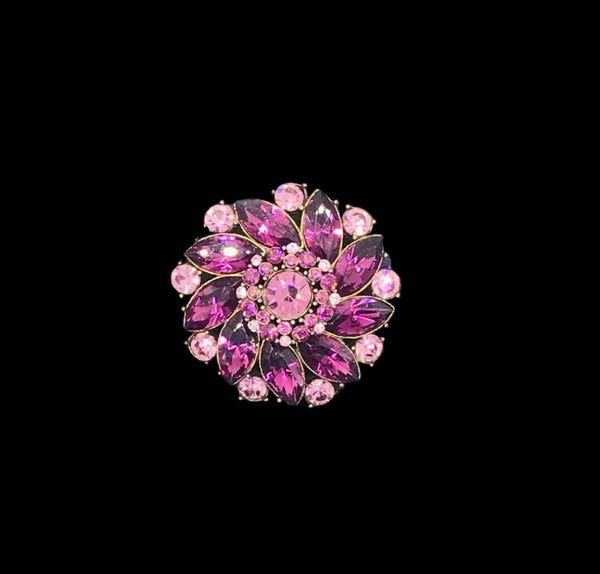 Vivid Purple and Pink Vintage Rhinestone Brooch - Lamoree’s Vintage