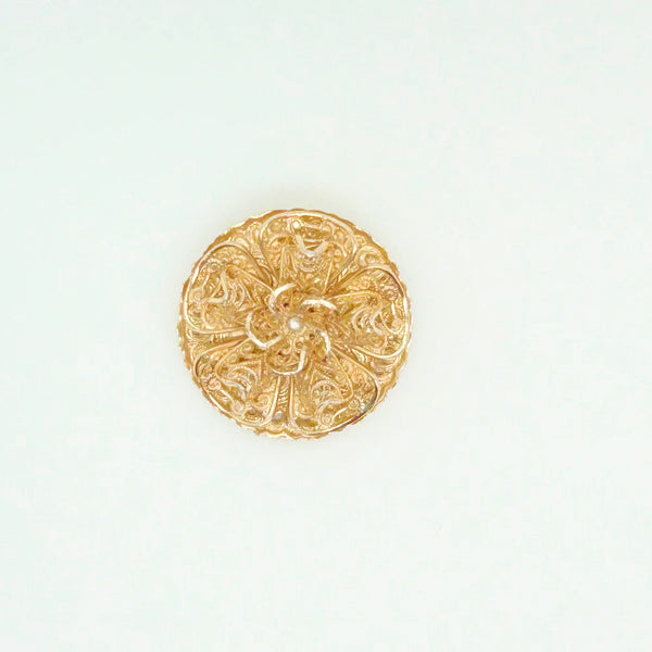 This exquisite scarf clip showcases delicate, finely crafted filigree work with layered, ruffled details resembling floral or ribbon motifs. Measuring 1.5" in length, it carries the distinguished signature of W. Germany, making it a unique and elegant accessory.