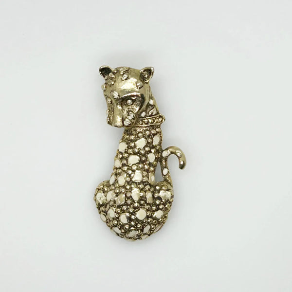 Majestic Vintage White Leopard Brooch